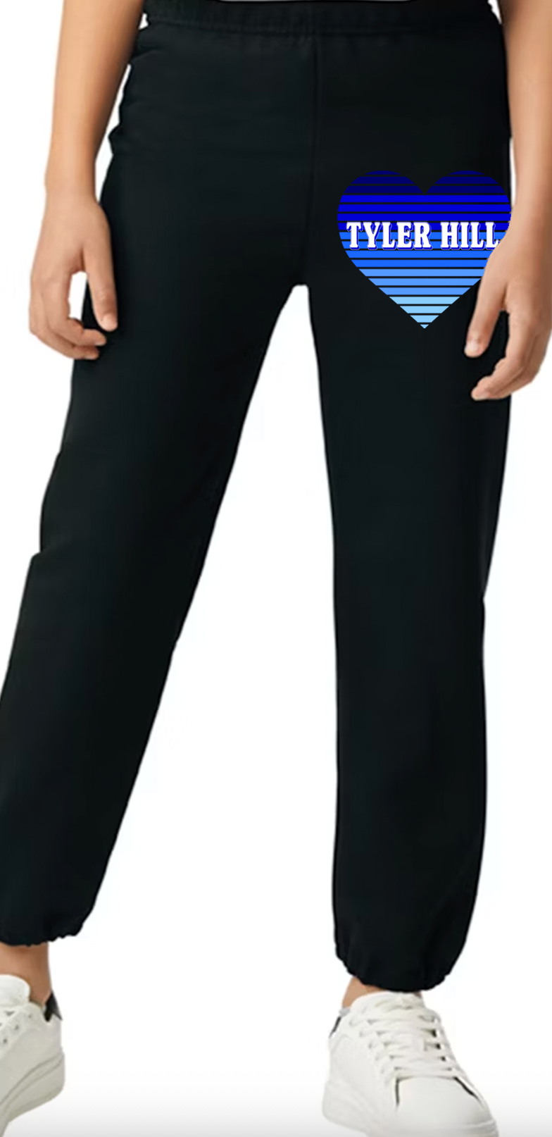 Striped Ombre Heart Cut Off Sweatpants